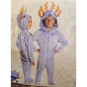Minecraft Axolotl Child Costume Hooded‎ Jumpsuit Size L S 4-6 Halloween NEW NWT